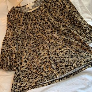 Michael Kors Blouse Beautiful Bell Sleeves Medium Misses Black Gold Worn once